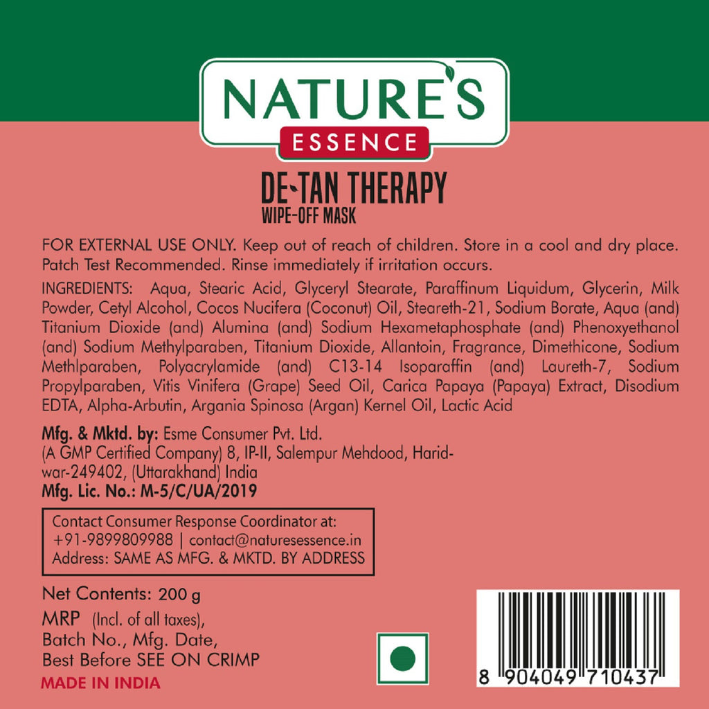 Nature's Essence De Tan Therapy Wipe Off Mask