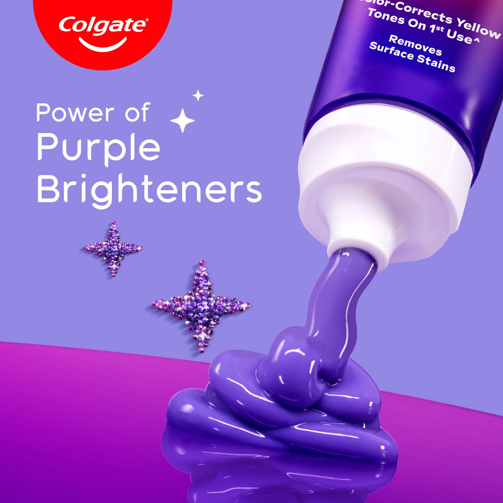 Colgate Visible White Purple Toothpaste for Color-Corrects Yellow Tones Saver Pack