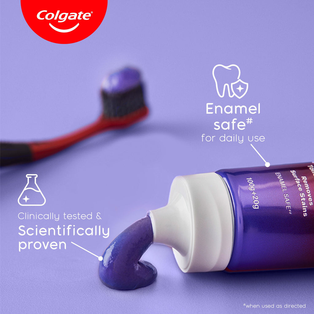 Colgate Visible White Purple Toothpaste for Color-Corrects Yellow Tones Saver Pack