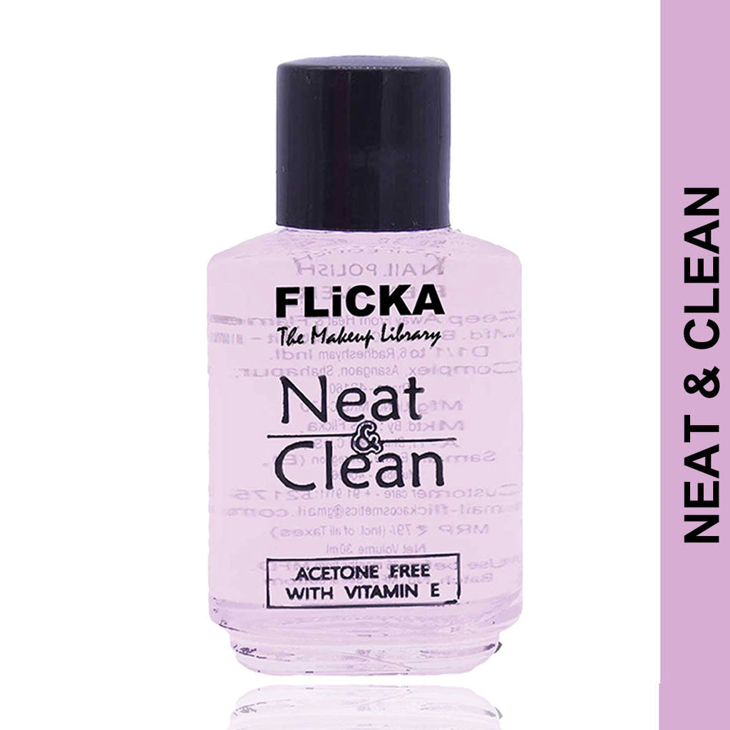 Flicka Neat & Clean Nail Polish Remover Easy Apply Acetone Free & Enriched With Vitamin E