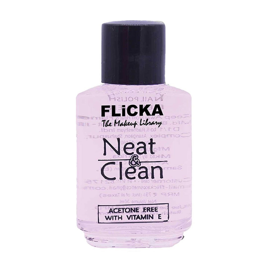 Flicka Neat & Clean Nail Polish Remover Easy Apply Acetone Free & Enriched With Vitamin E