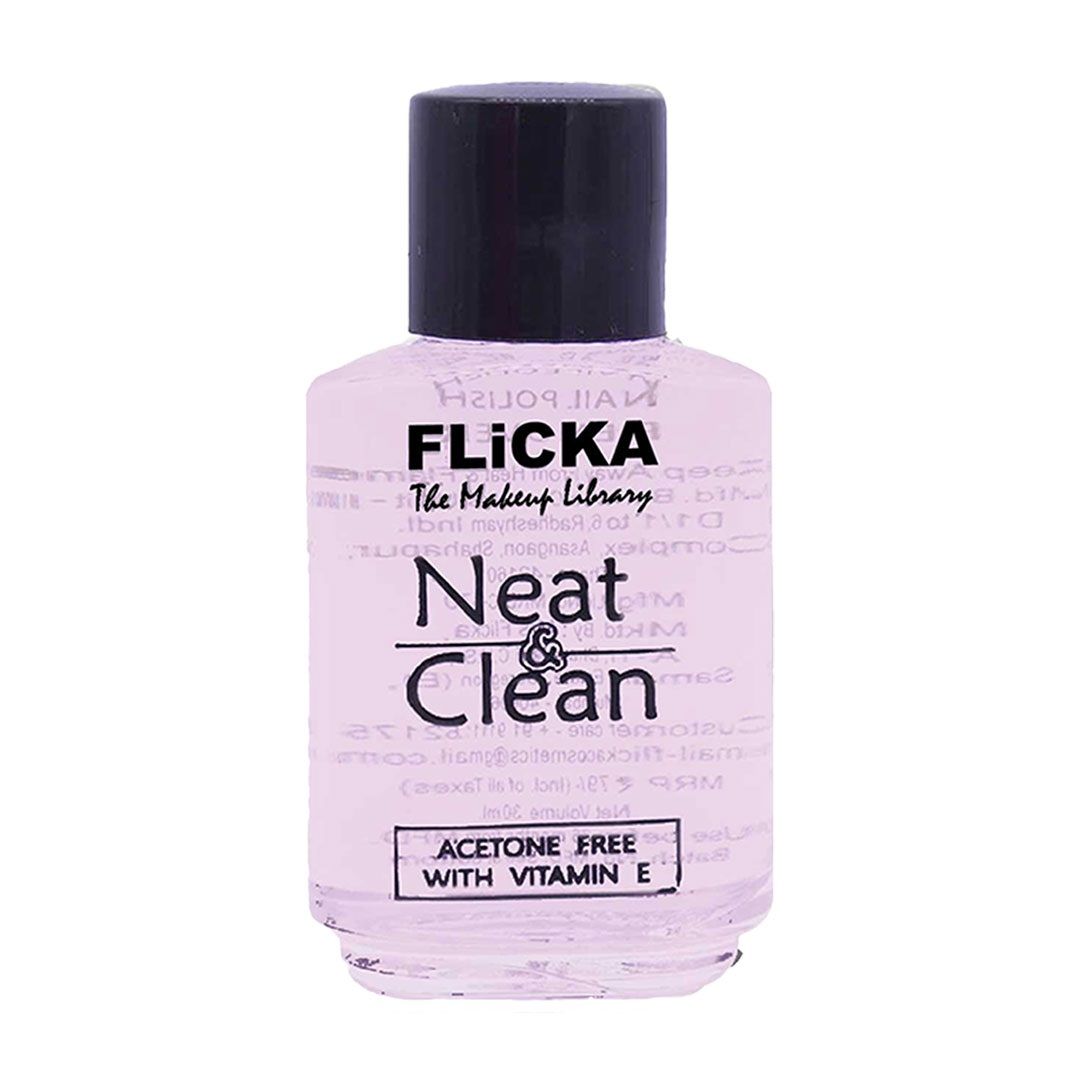Flicka Neat & Clean Nail Polish Remover Easy Apply Acetone Free & Enriched With Vitamin E