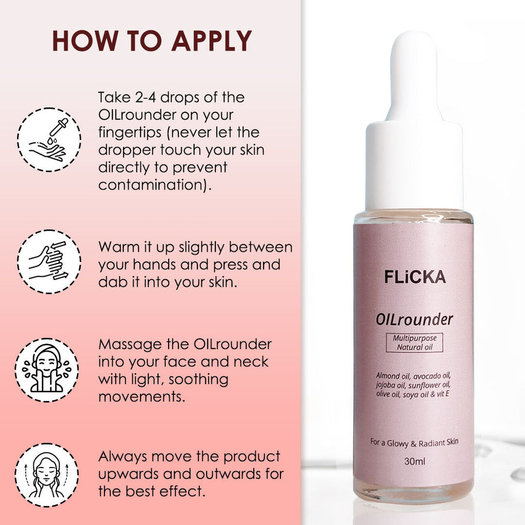 Flicka Oilrounder 2-In-1 Multipurpose Pre & Post Makeup Oil With Spf & Non Greasy For Glowing Skin