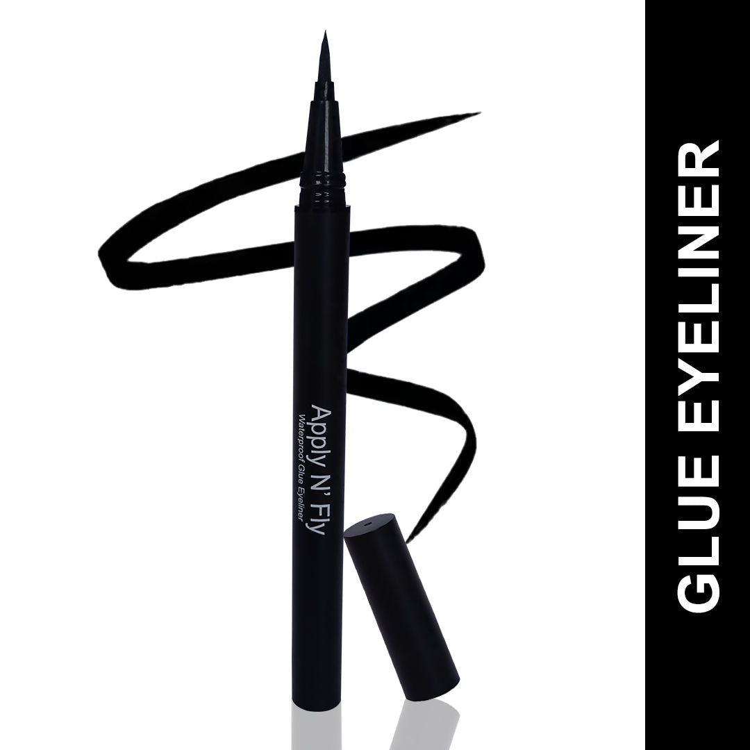 FLiCKA Apply N' Fly 2-in-1 Liquid Pen Glue & Eyeliner Long Lasting Intense Pigment - Black