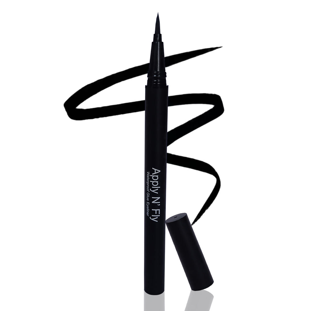 FLiCKA Apply N' Fly 2-in-1 Liquid Pen Glue & Eyeliner Long Lasting Intense Pigment - Black