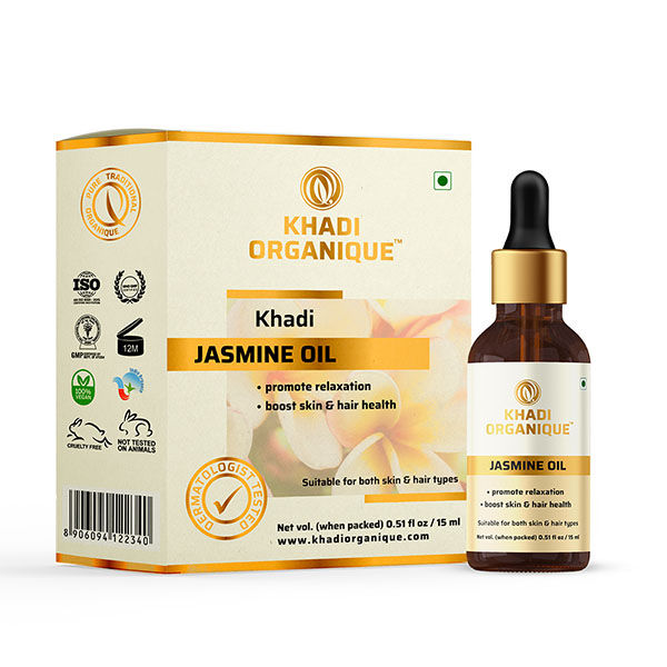 Khadi Organique Jasmine Essential Oil, 100% Pure Natural Oil for Relaxation & Aromatherapy