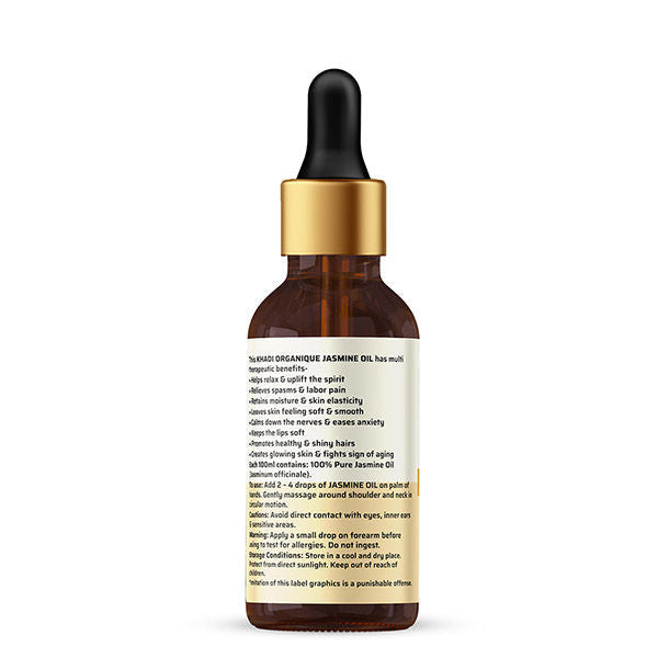Khadi Organique Jasmine Essential Oil, 100% Pure Natural Oil for Relaxation & Aromatherapy