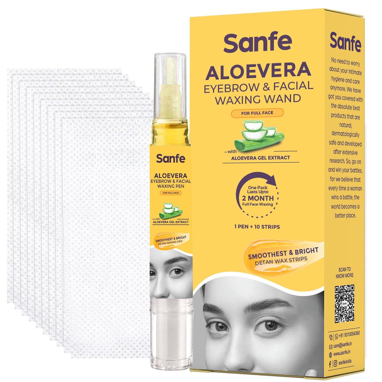 Sanfe Eyebrow & Facial Waxing 1 Pen + 10 Strips