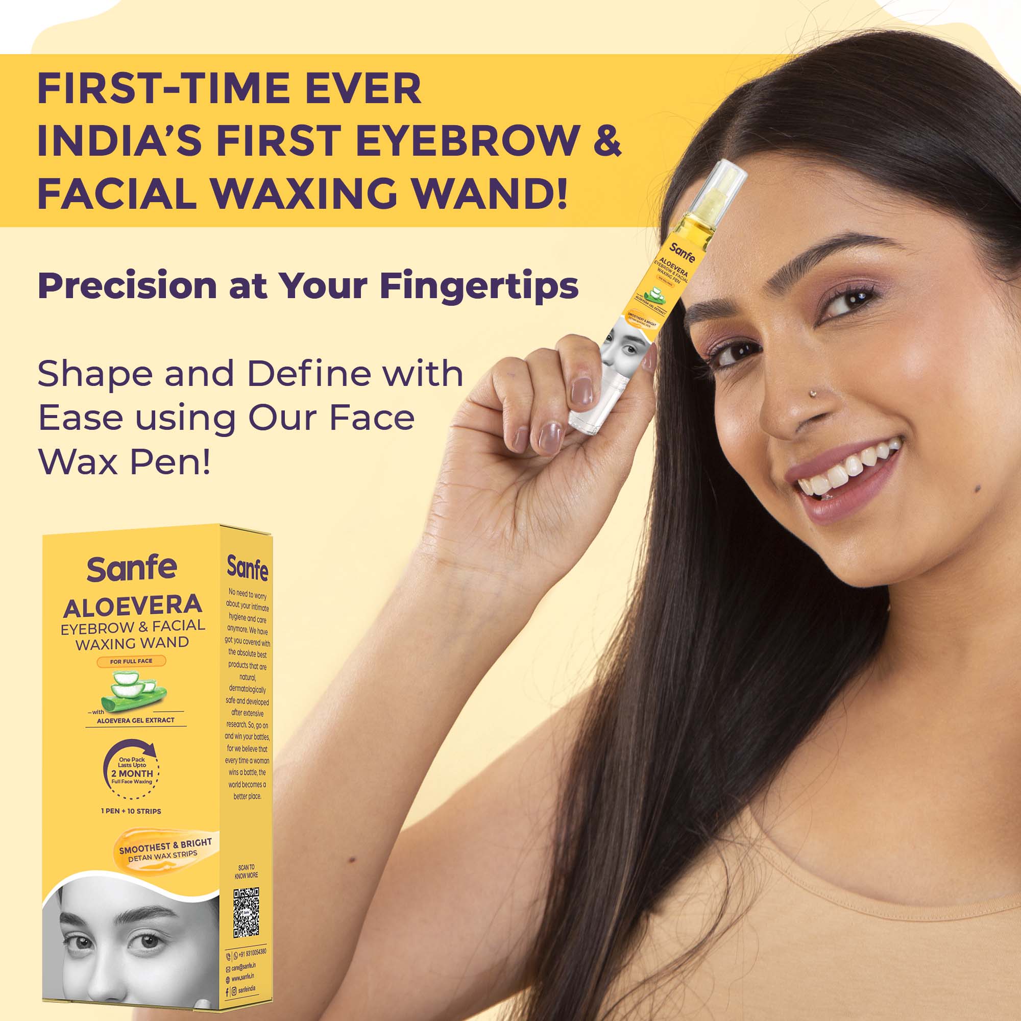 Sanfe Eyebrow & Facial Waxing 1 Pen + 10 Strips