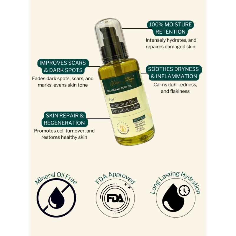 Oleum Cottage Skin Softening Body Oil for Dry, Eczema and Psoriasis Prone Skin, Scars and Marks