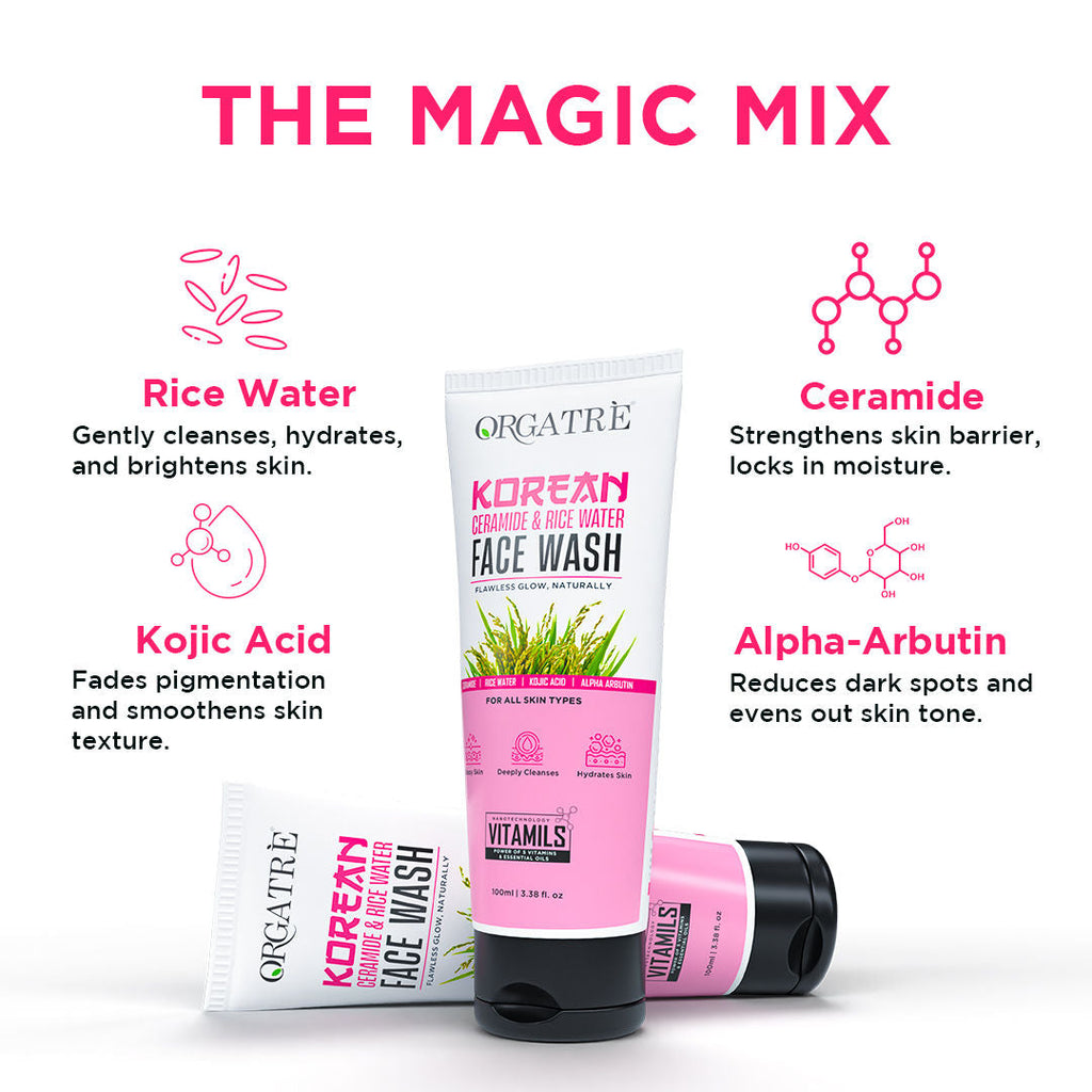 Orgatre Korean Rice Water & Alpha Arbutin Face Wash