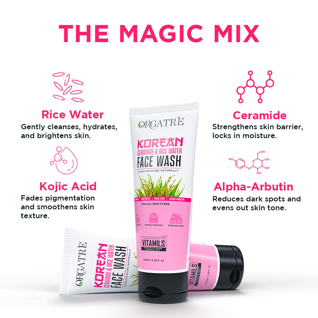 Orgatre Korean Rice Water & Alpha Arbutin Face Wash