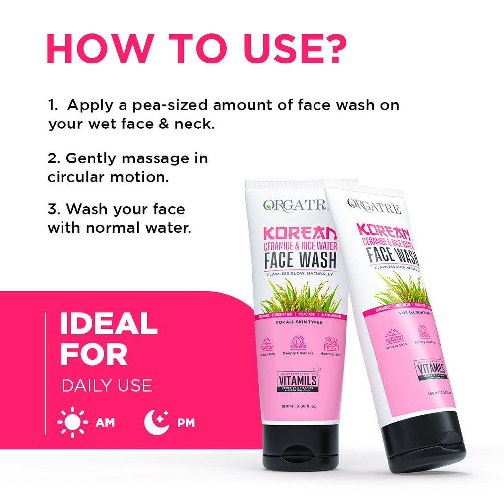 Orgatre Korean Rice Water & Alpha Arbutin Face Wash