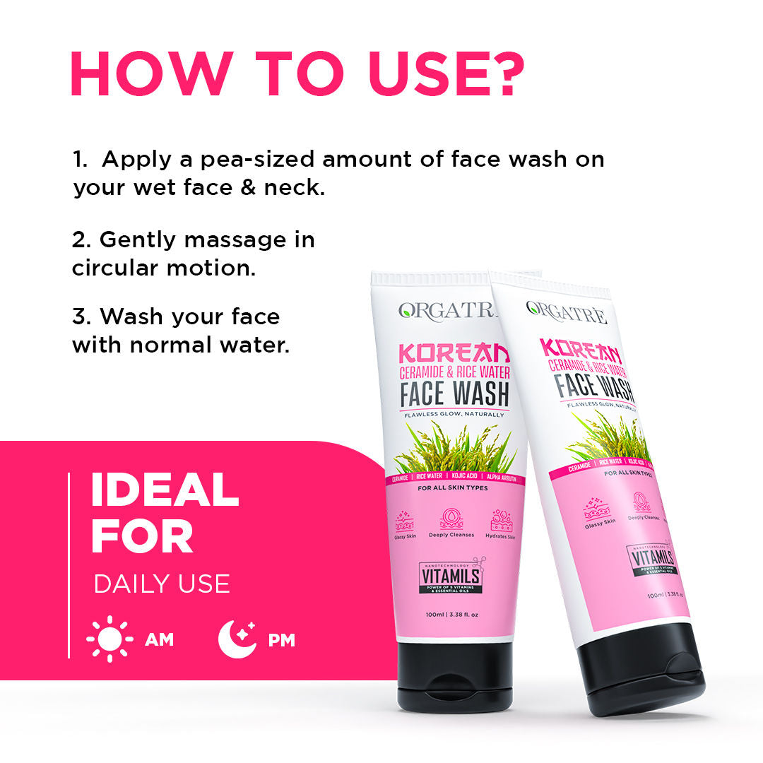 Orgatre Korean Rice Water & Alpha Arbutin Face Wash