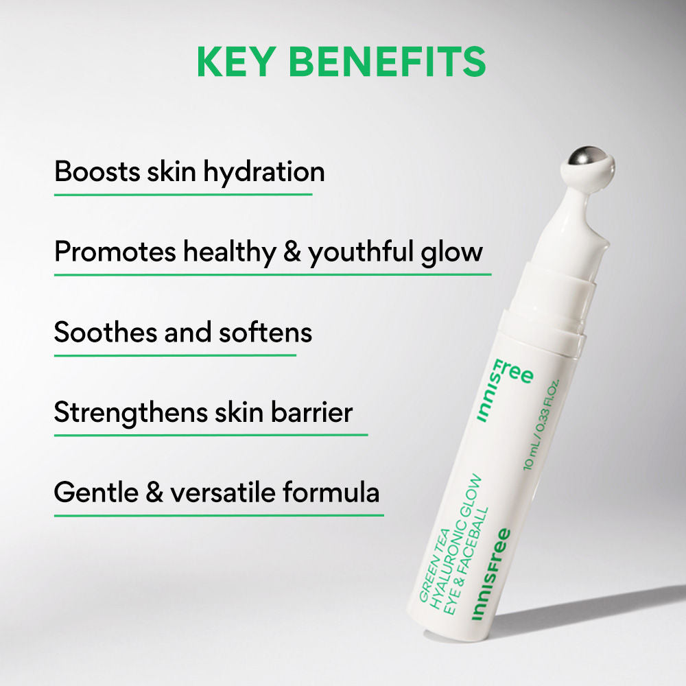 Innisfree Green Tea Hyaluronic Acid Under Eye And Face Serum For Reducing Puffiness
