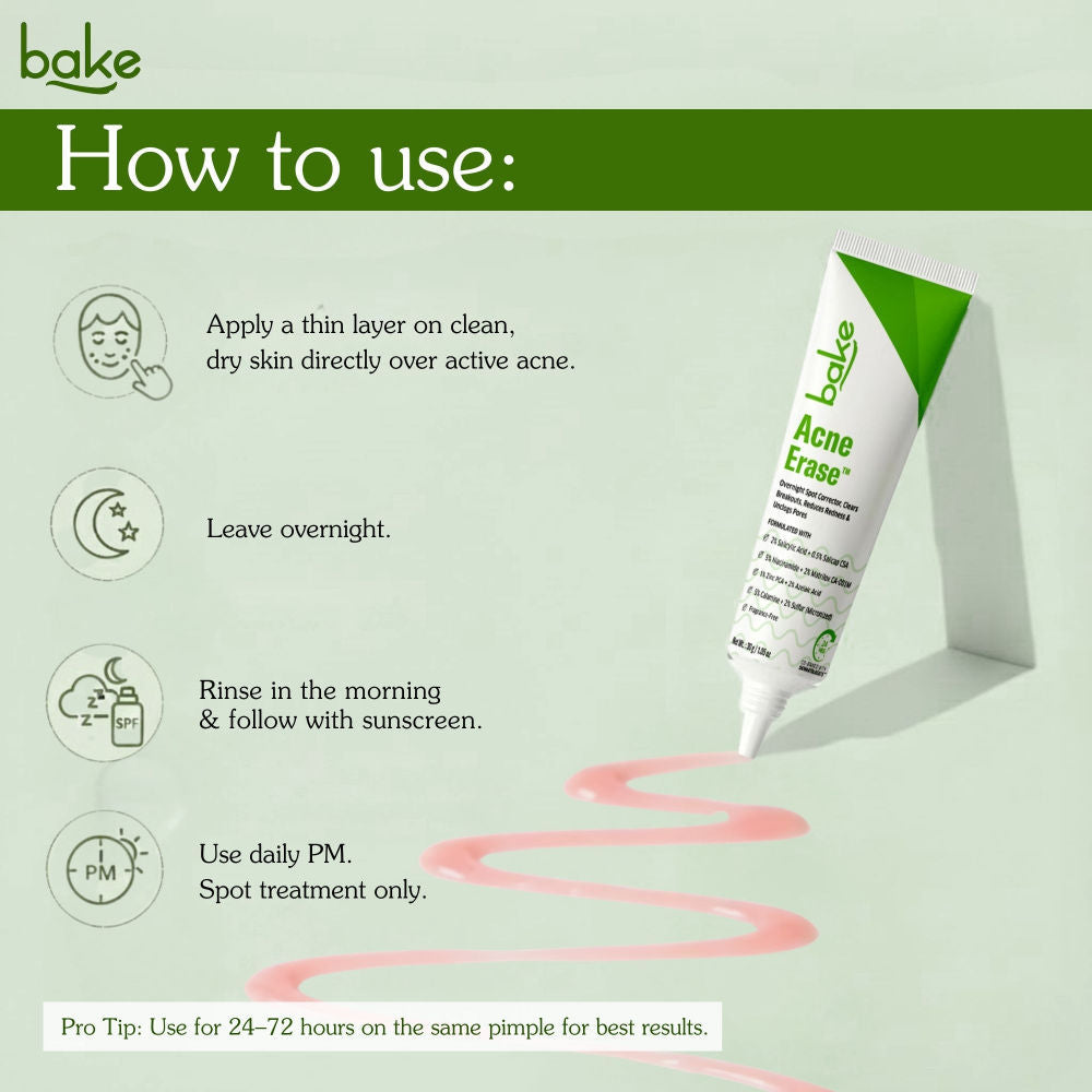 BAKE Acne Spot Serum Gel - Overnight Corrector For Pimples, Breakouts, Redness & Clogged Pores