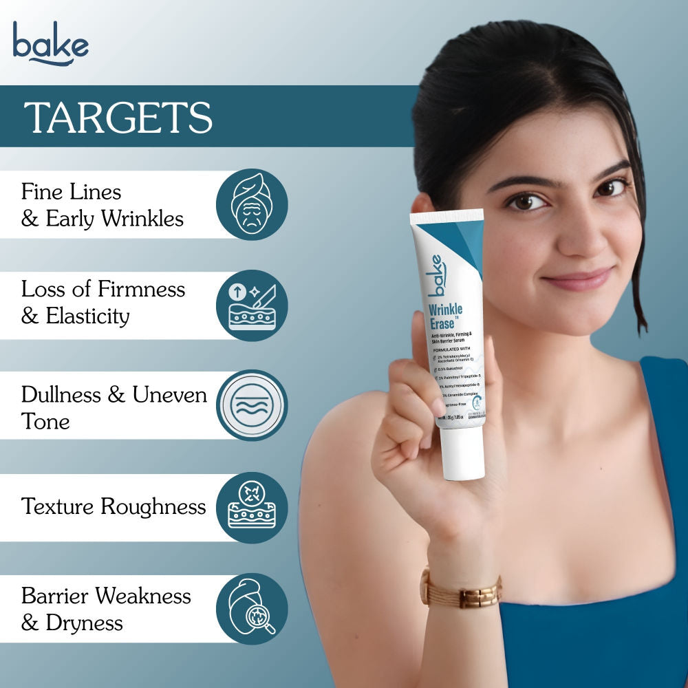 BAKE Wrinkle Erase Anti-Wrinkle, Firming & Skin Barrier Serum Cream For Fine Lines, Aging Skin
