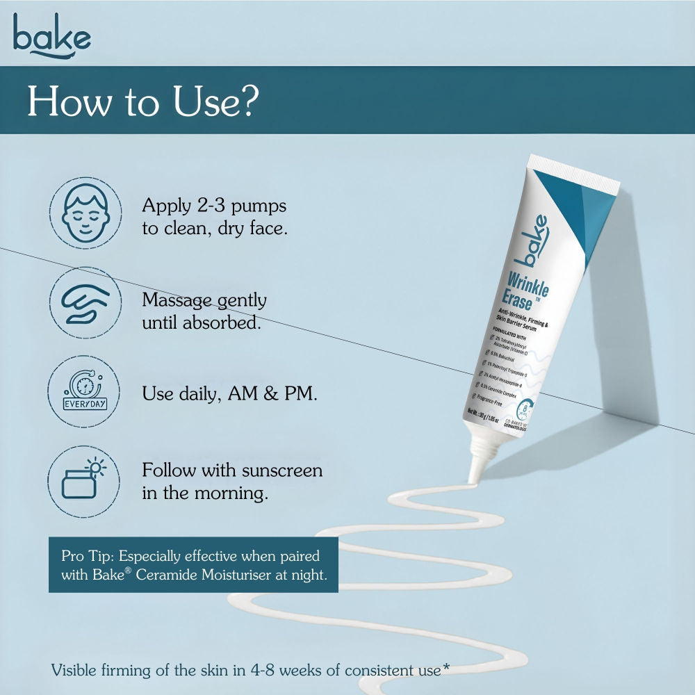 BAKE Wrinkle Erase Anti-Wrinkle, Firming & Skin Barrier Serum Cream For Fine Lines, Aging Skin