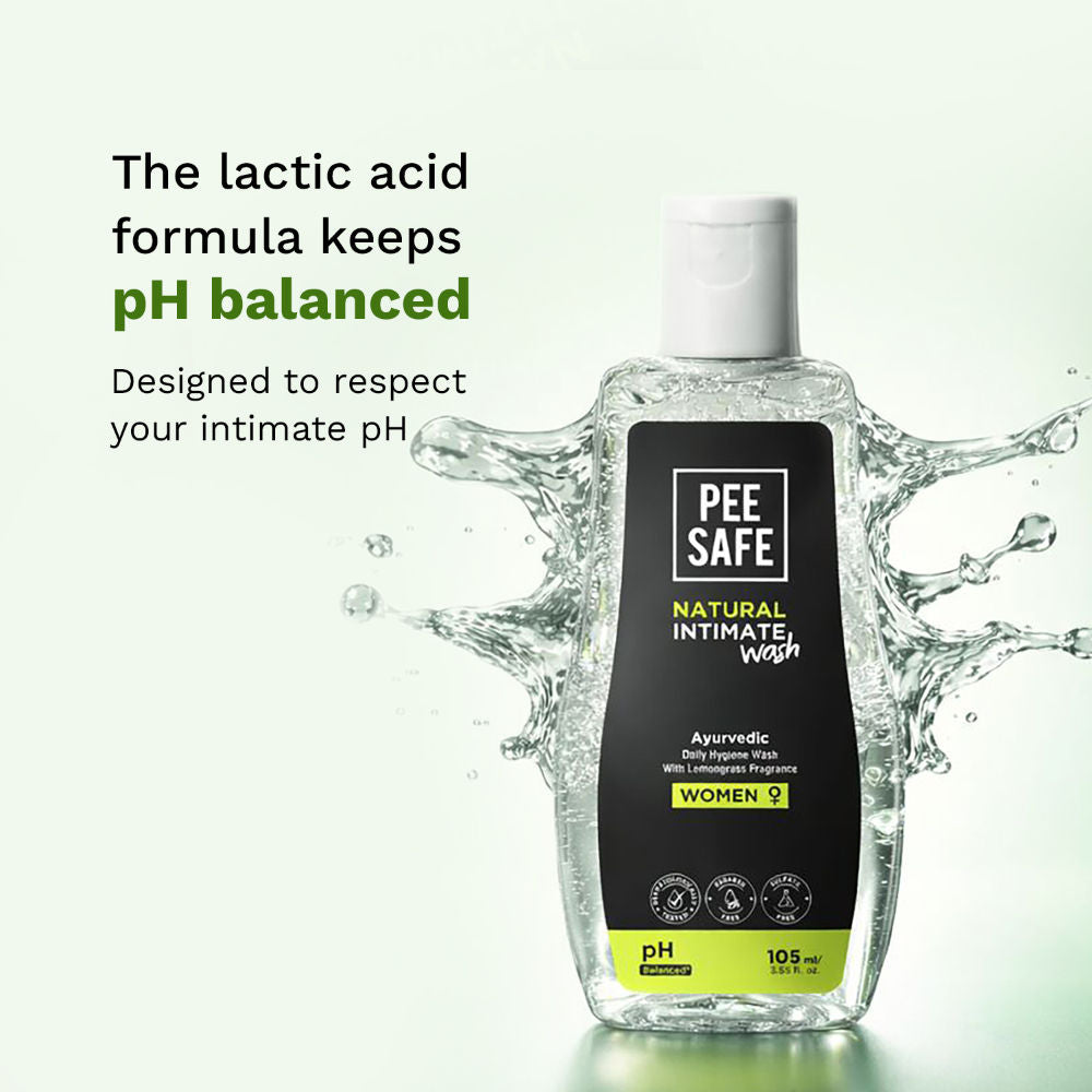 Pee Safe Intimate Wash For Women - Lemongrass Fragrance & 100% Alcohol-Free, Paraben-Free
