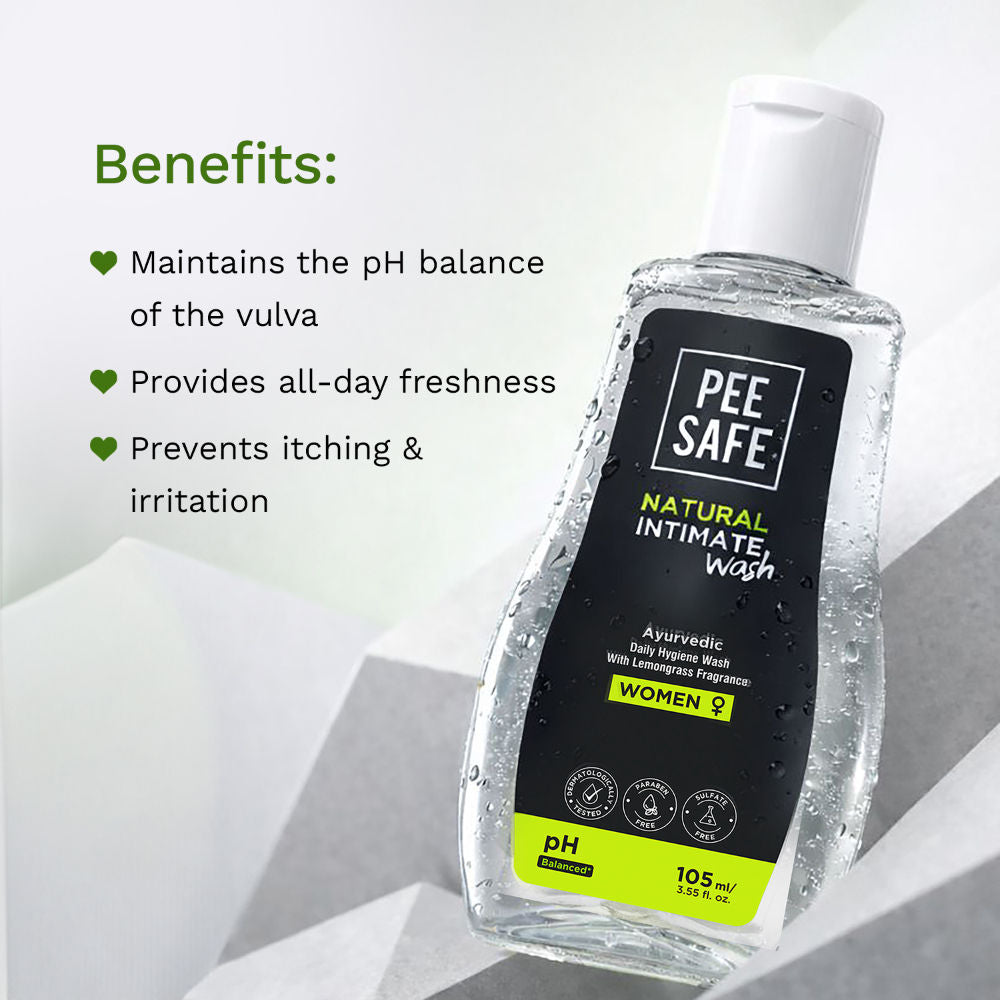 Pee Safe Intimate Wash For Women - Lemongrass Fragrance & 100% Alcohol-Free, Paraben-Free