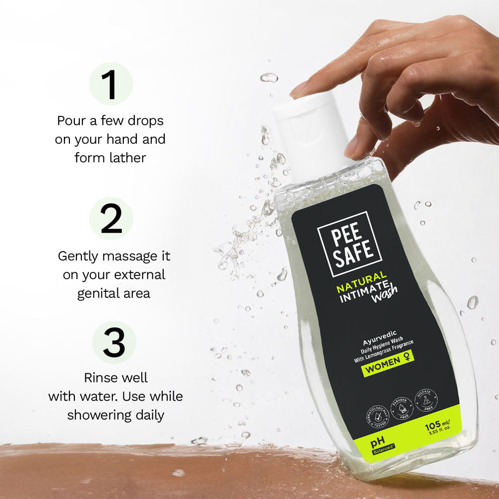 Pee Safe Intimate Wash For Women - Lemongrass Fragrance & 100% Alcohol-Free, Paraben-Free