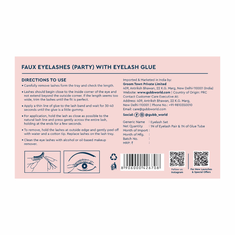 GUBB Eyelash Set With Glue, False Eyelashes - Party Style