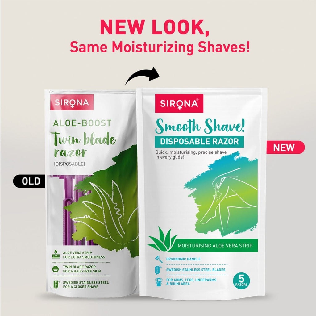 Sirona Disposable Shaving Razors for Women, Aloe Vera Lubrication for Smooth Instant Hair Removal