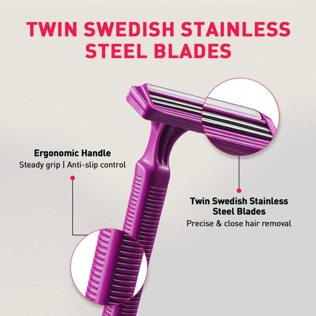 Sirona Disposable Shaving Razors for Women, Aloe Vera Lubrication for Smooth Instant Hair Removal