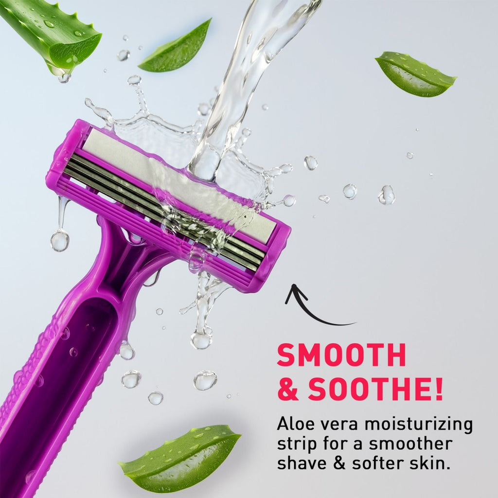 Sirona Disposable Shaving Razors for Women, Aloe Vera Lubrication for Smooth Instant Hair Removal