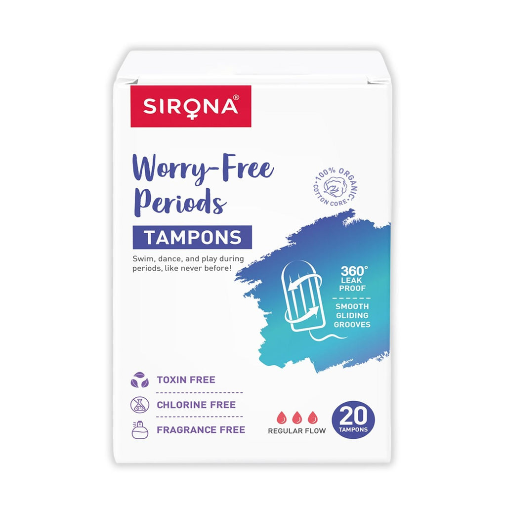 Sirona Fda Approved Tampons for Regular Flow, High Absorption Biodegradable Tampons, 360° Leakproof