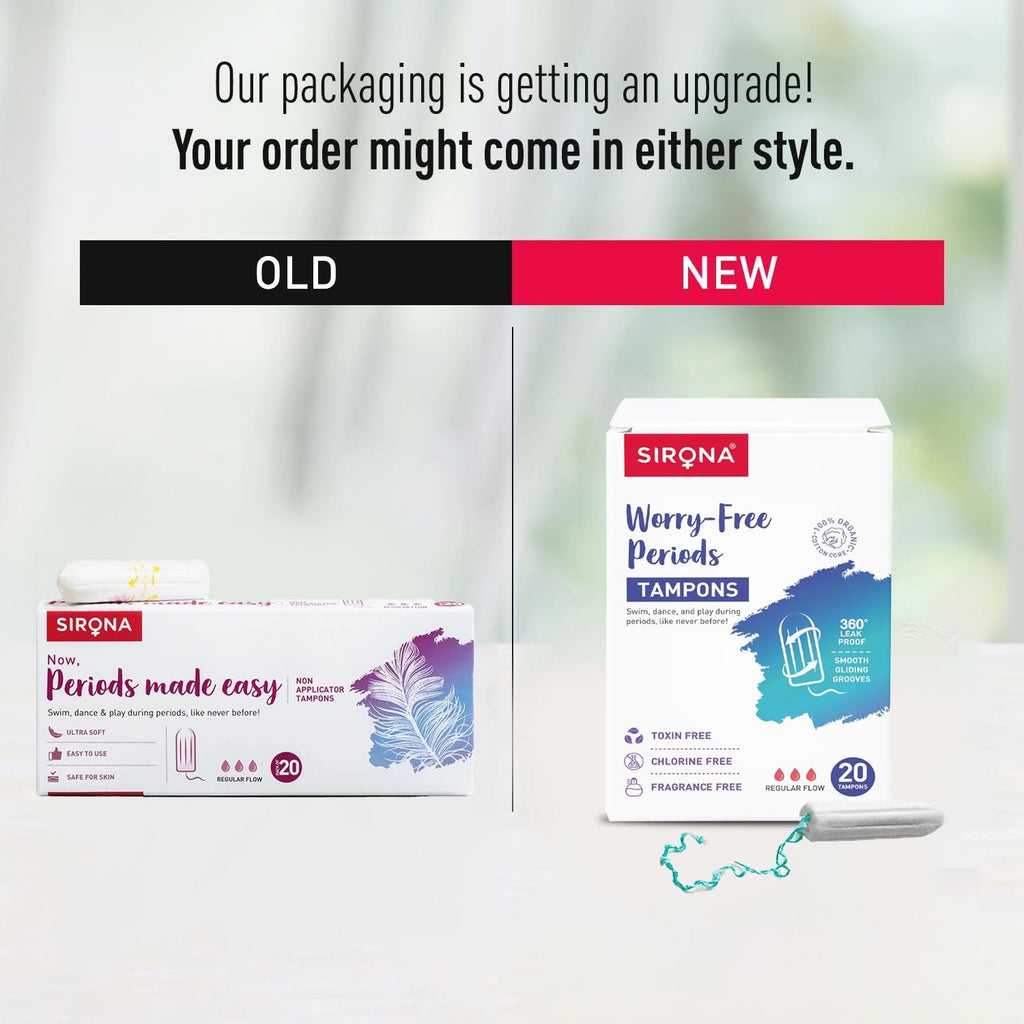 Sirona Fda Approved Tampons for Regular Flow, High Absorption Biodegradable Tampons, 360° Leakproof