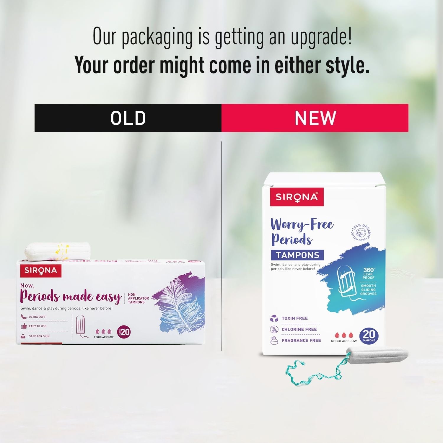 Sirona Fda Approved Tampons for Regular Flow, High Absorption Biodegradable Tampons, 360° Leakproof
