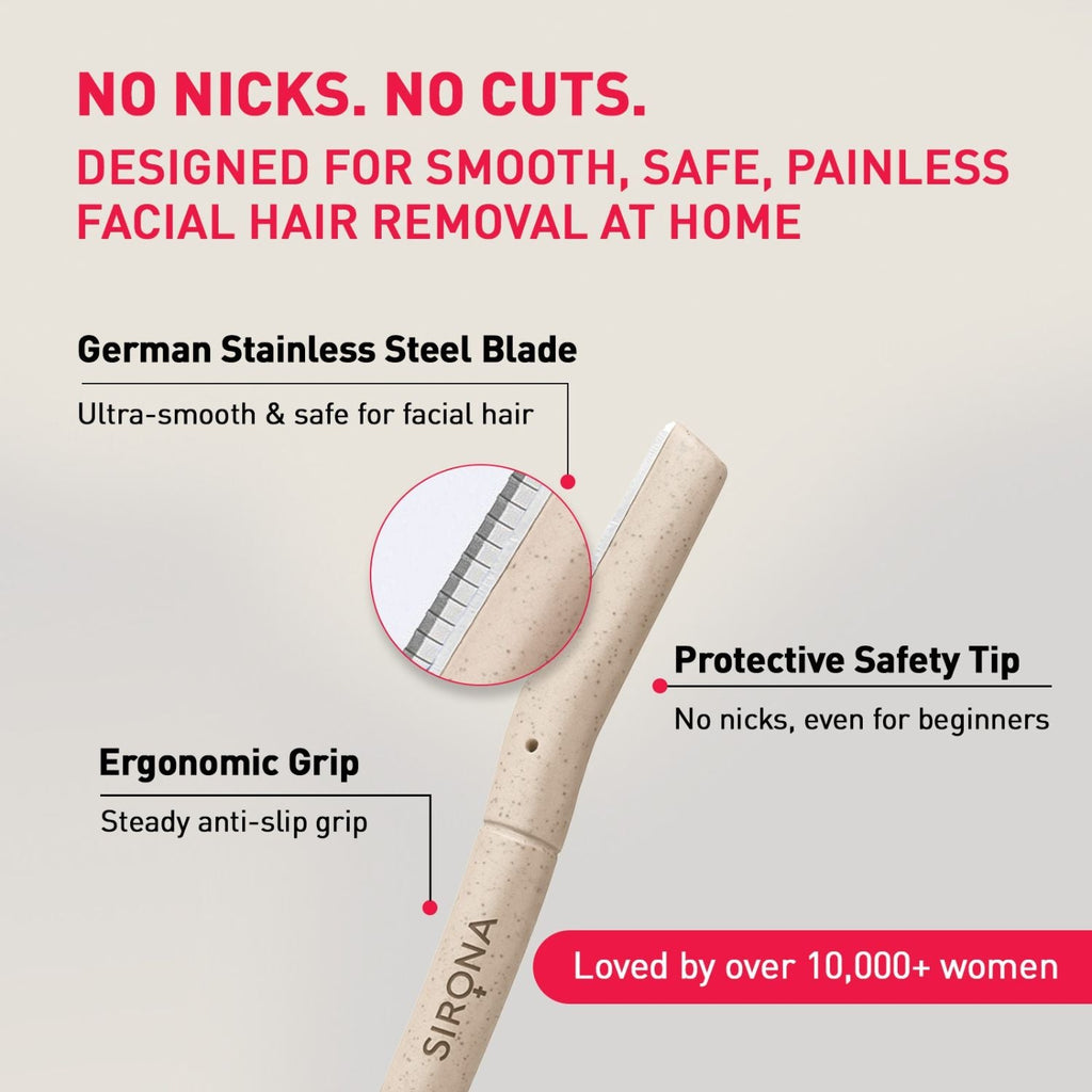 Sirona Blink and Glow Reusable Face & Eyebrow Razors for Women, Instant & Painless Hair Removal