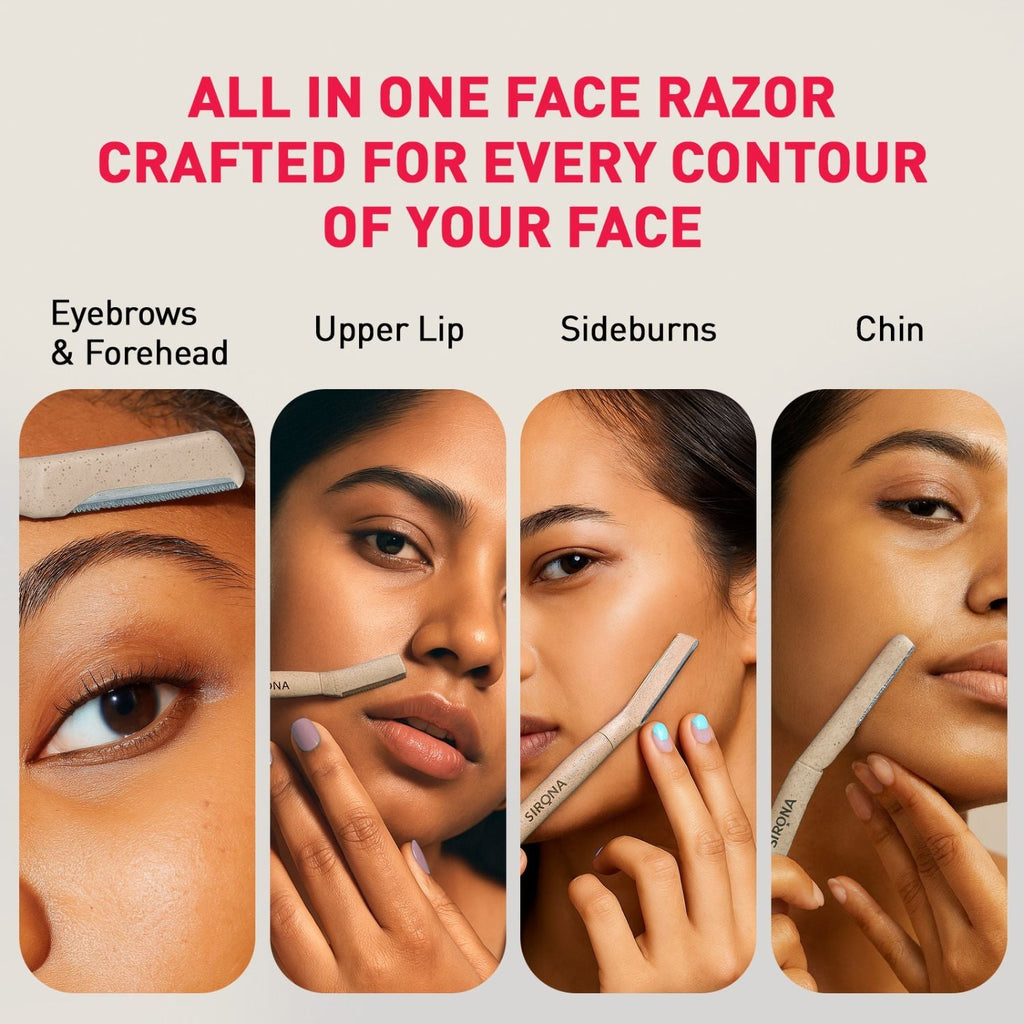 Sirona Blink and Glow Reusable Face & Eyebrow Razors for Women, Instant & Painless Hair Removal