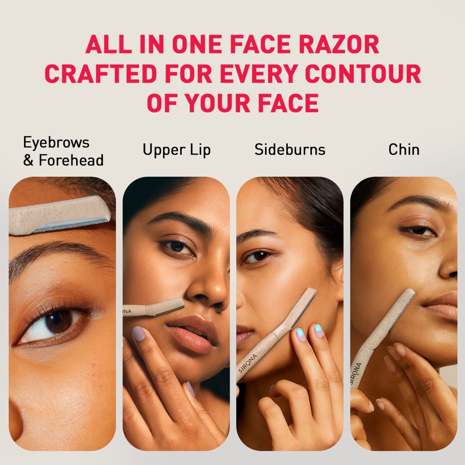Sirona Blink and Glow Reusable Face & Eyebrow Razors for Women, Instant & Painless Hair Removal