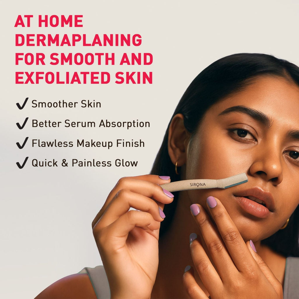 Sirona Blink and Glow Reusable Face & Eyebrow Razors for Women, Instant & Painless Hair Removal