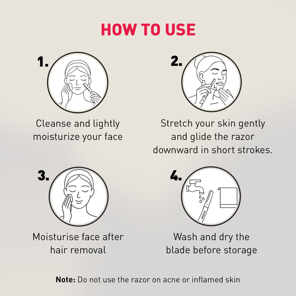 Sirona Blink and Glow Reusable Face & Eyebrow Razors for Women, Instant & Painless Hair Removal