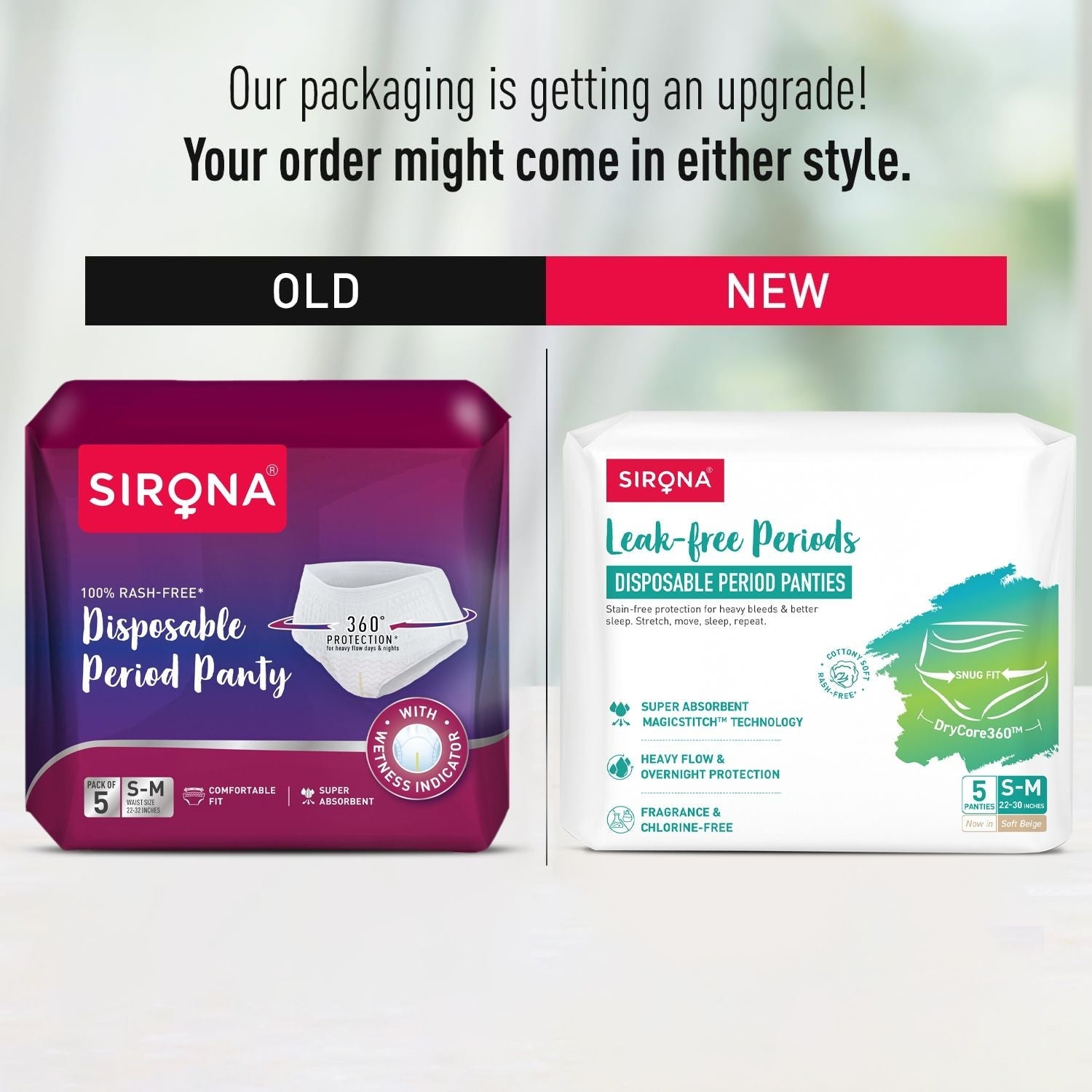 Sirona Disposable Period Panties, S-M (22-30 inch) 360° Coverage, Leakage Protection for Heavy Flow
