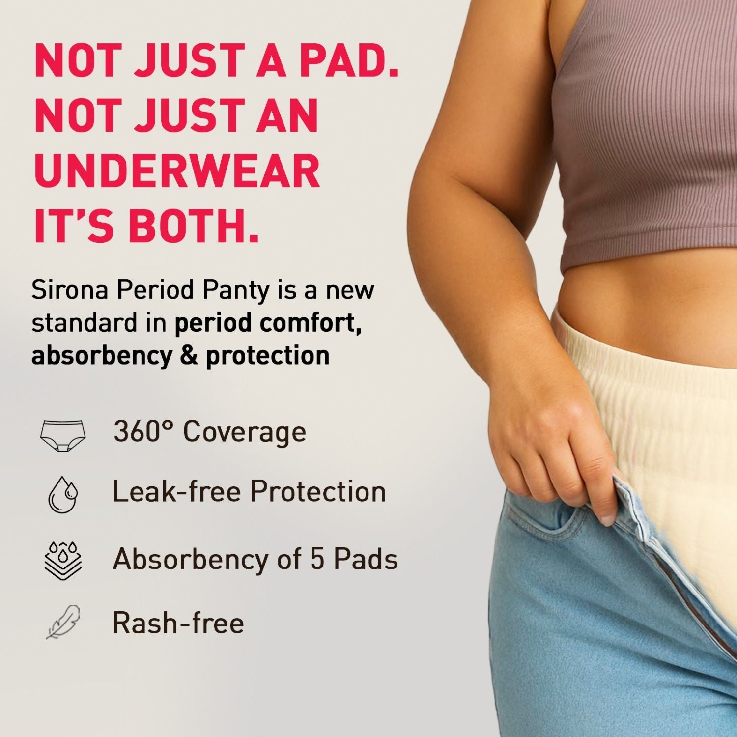 Sirona Disposable Period Panties, L-XL (36-44 inch) 360° Coverage, Leakage Protection for Heavy Flow
