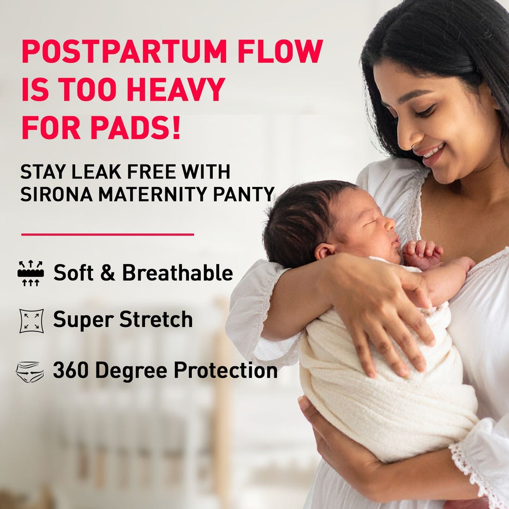 Sirona Maternity Panties L-XL (32-44 Inch) For Postpartum Flow, Leak Free, Super Absorbent