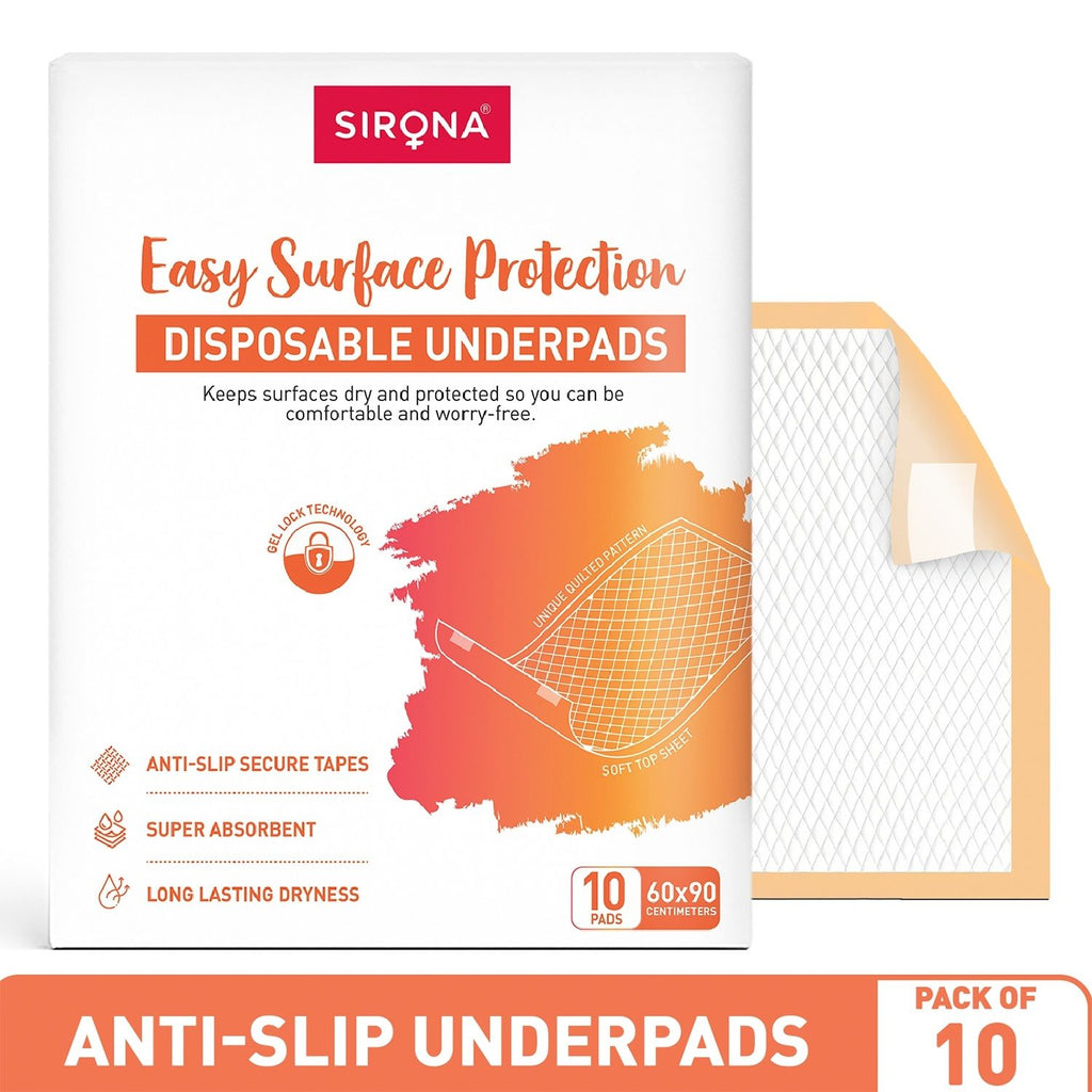 Sirona Disposable Underpads - Large, Soft & Leakproof Bed Protection with Anti-Slip Tapes