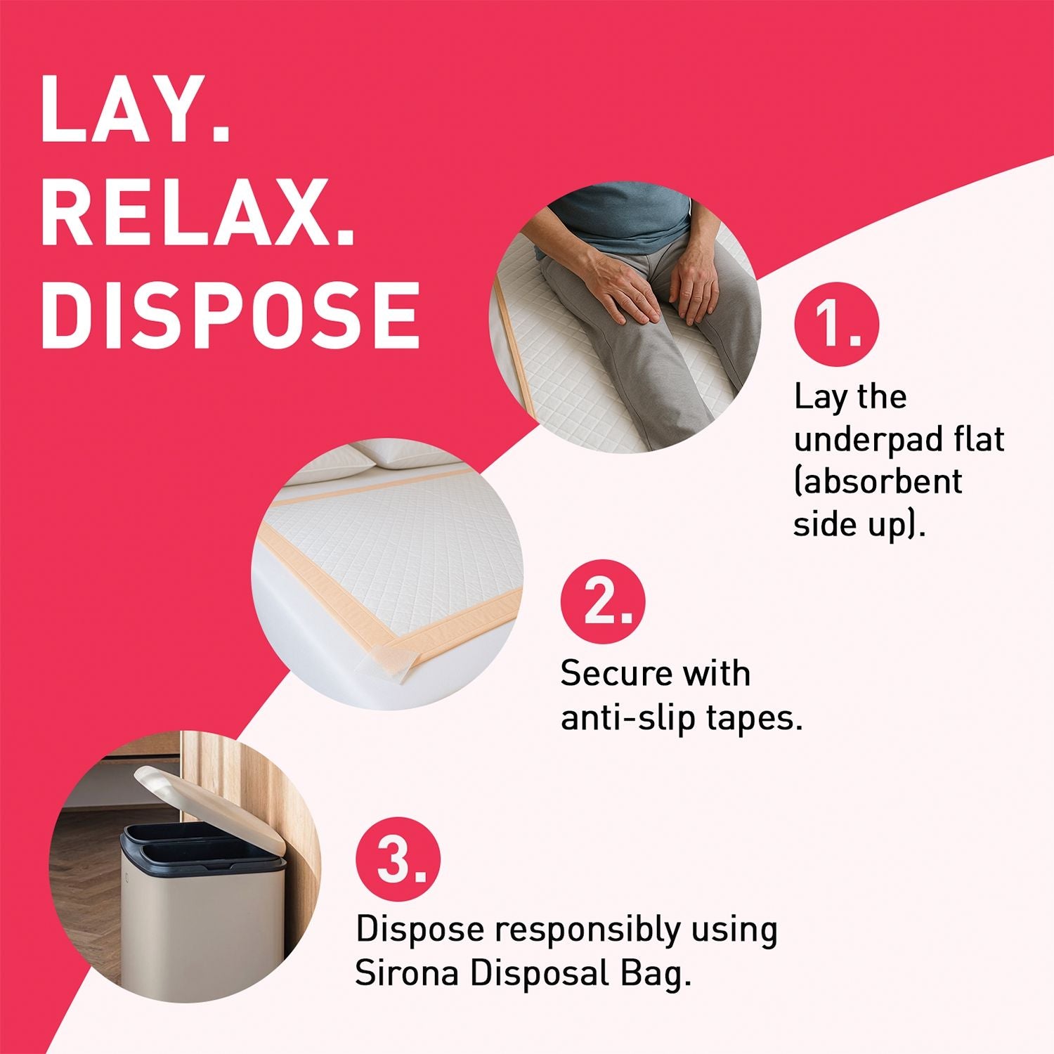 Sirona Disposable Underpads - Large, Soft & Leakproof Bed Protection with Anti-Slip Tapes