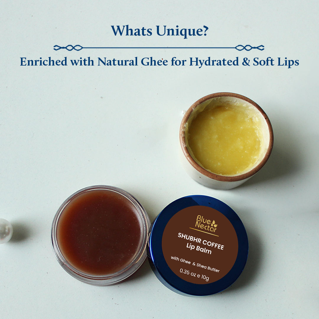 Blue Nectar Shubhr Coffee Lip Balm with Ghee for Dryness and Lips Brightening