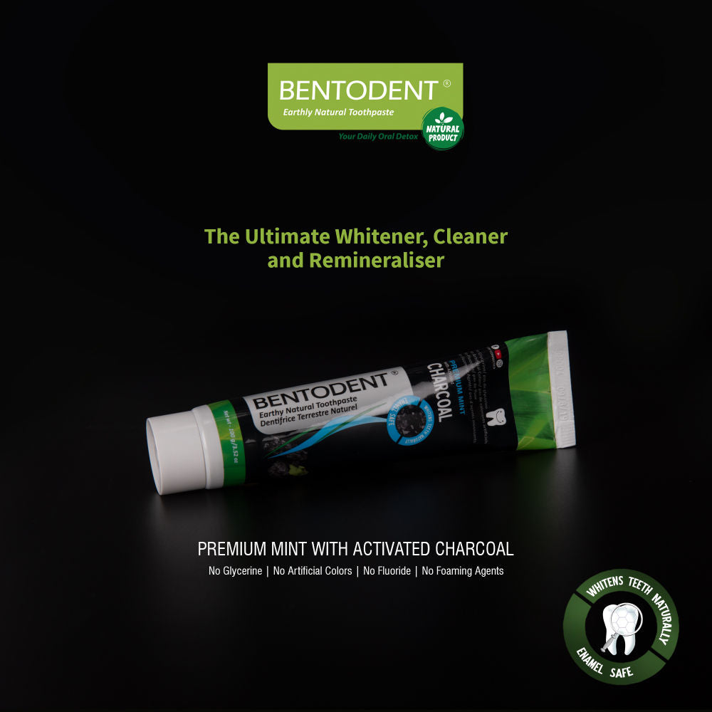Bentodent Natural & Fluoride Free Activated Charcoal Mint Teeth Whitening Toothpaste