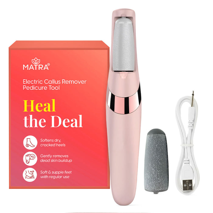 Matra Callus Remover Electric Foot Filer Exfoliator Rechargeable Soft Feet Scrubber Pedicure Tool