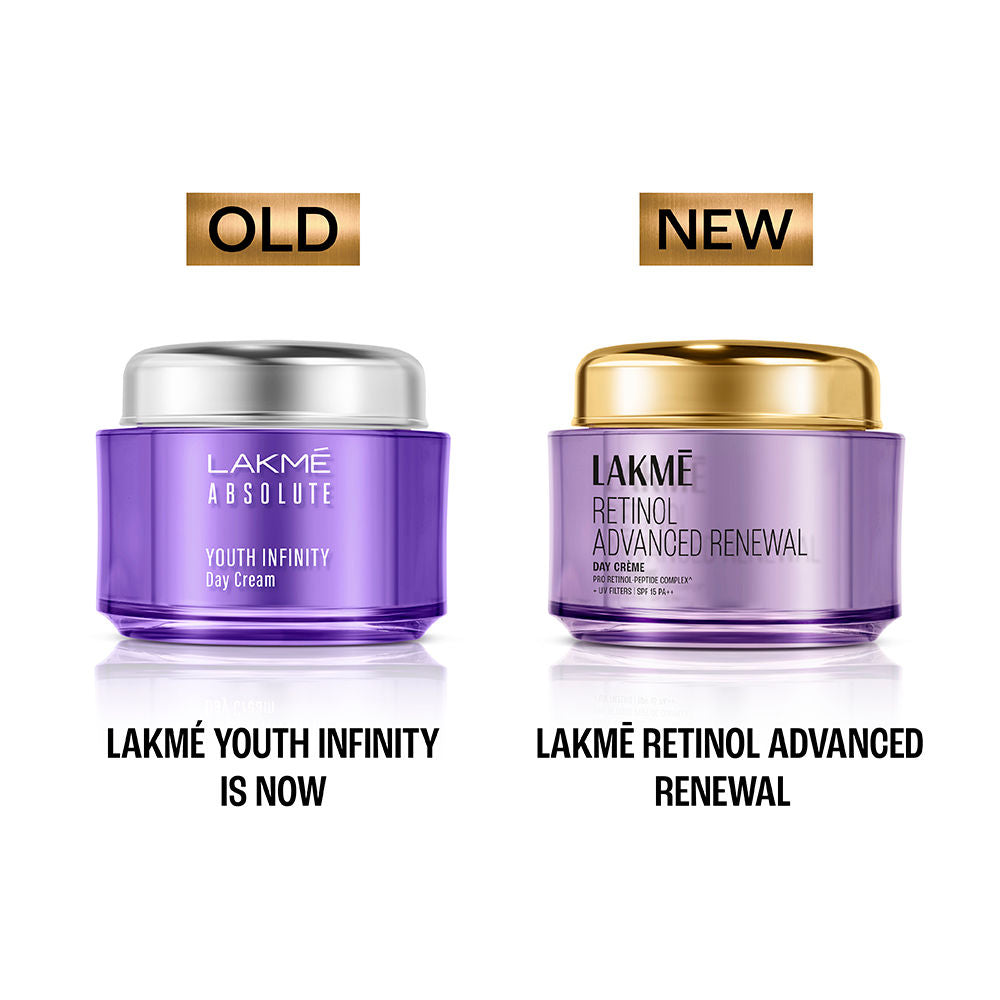 Lakme Retinol Advanced Renewal Day Creme Pro-Retinol Peptide Complex + Uv Filters & SPF 15 PA++