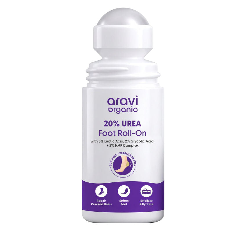 Aravi Organic 20% Urea Foot & Heel Roll On For Dry Feet & Cracked Heels,Repairs & Softens Rough Skin