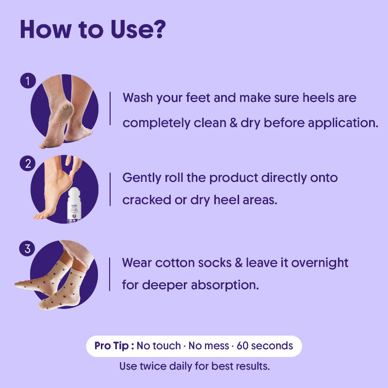 Aravi Organic 20% Urea Foot & Heel Roll On For Dry Feet & Cracked Heels,Repairs & Softens Rough Skin