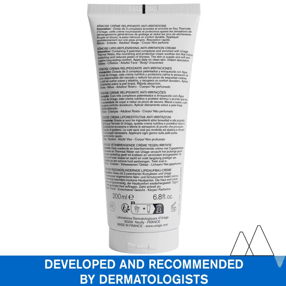 Uriage Xemose Anti-Irritation Body Cream Dry Skin Prone to Atopic Eczema Dermatologist Recommended