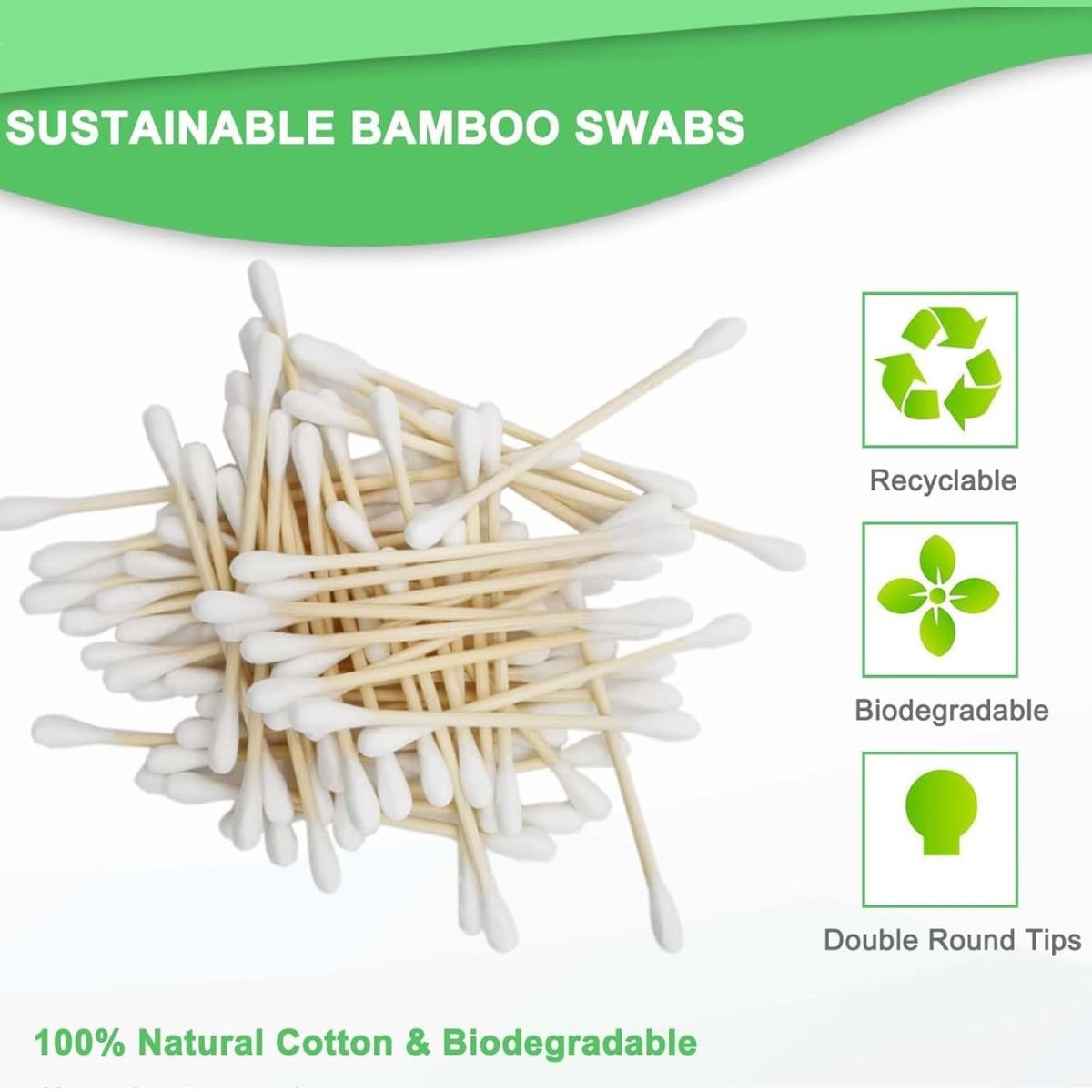 Matra Bamboo Cotton Ear Buds Organic Ear Cleaning Swabs Qtips For Makeup, Nail Polish Removal